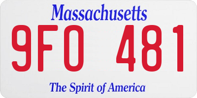 MA license plate 9FO481