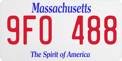 MA license plate 9FO488