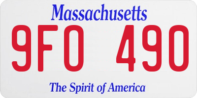 MA license plate 9FO490