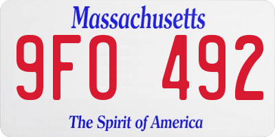 MA license plate 9FO492