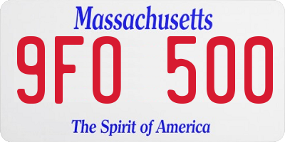 MA license plate 9FO500