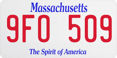 MA license plate 9FO509
