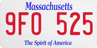 MA license plate 9FO525