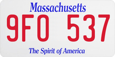 MA license plate 9FO537