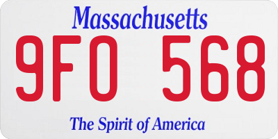 MA license plate 9FO568