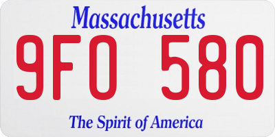 MA license plate 9FO580