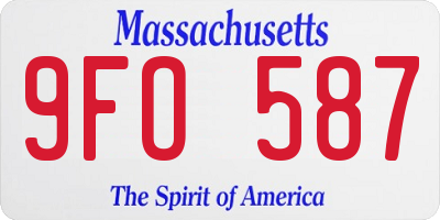 MA license plate 9FO587