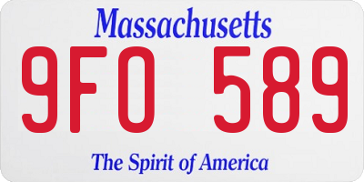 MA license plate 9FO589