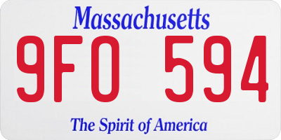 MA license plate 9FO594