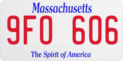 MA license plate 9FO606