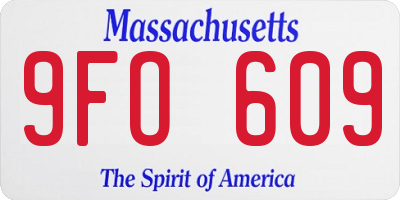 MA license plate 9FO609