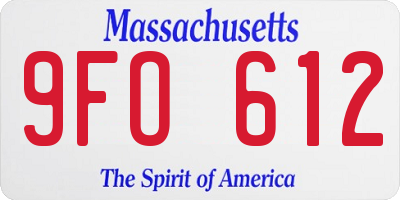 MA license plate 9FO612