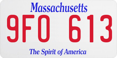 MA license plate 9FO613