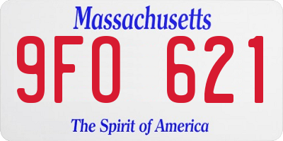 MA license plate 9FO621