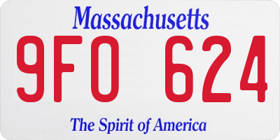 MA license plate 9FO624