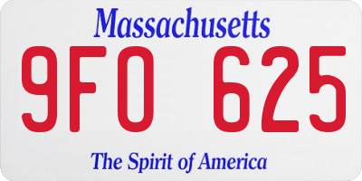MA license plate 9FO625