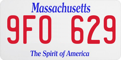 MA license plate 9FO629