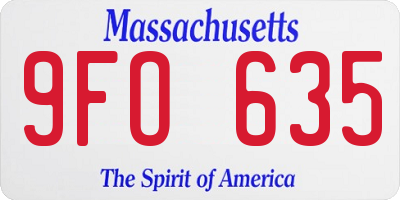 MA license plate 9FO635