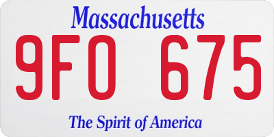 MA license plate 9FO675