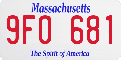 MA license plate 9FO681