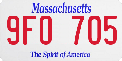 MA license plate 9FO705