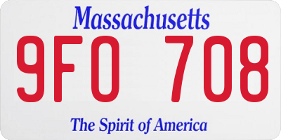 MA license plate 9FO708