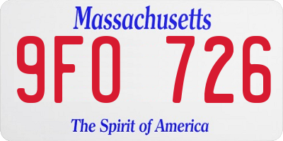 MA license plate 9FO726