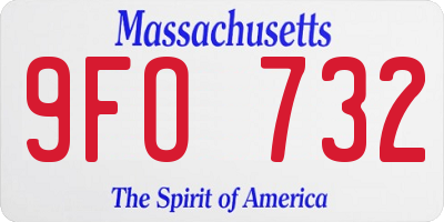 MA license plate 9FO732