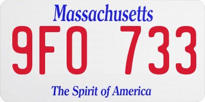 MA license plate 9FO733