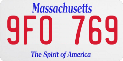MA license plate 9FO769