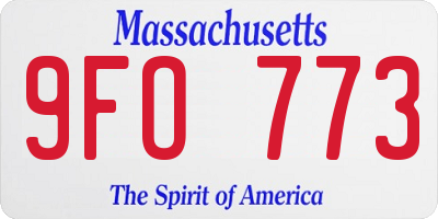MA license plate 9FO773