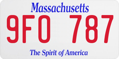 MA license plate 9FO787