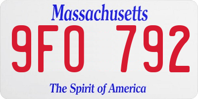 MA license plate 9FO792