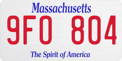 MA license plate 9FO804