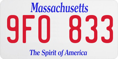 MA license plate 9FO833