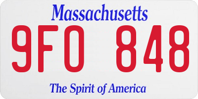 MA license plate 9FO848