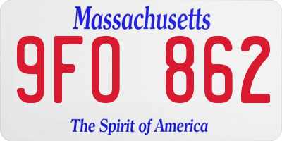MA license plate 9FO862