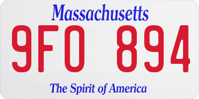 MA license plate 9FO894