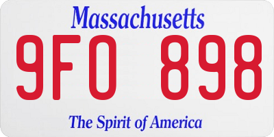 MA license plate 9FO898