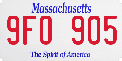 MA license plate 9FO905