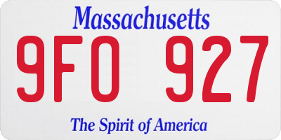 MA license plate 9FO927
