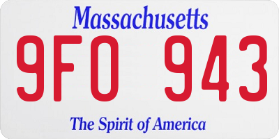 MA license plate 9FO943