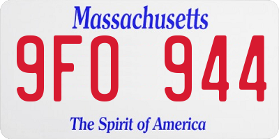 MA license plate 9FO944