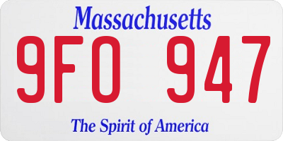 MA license plate 9FO947