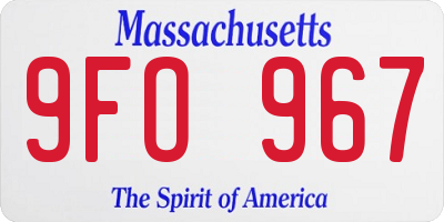 MA license plate 9FO967