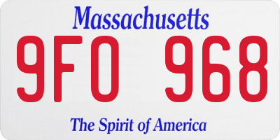 MA license plate 9FO968
