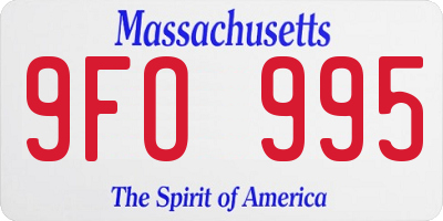 MA license plate 9FO995