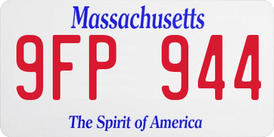 MA license plate 9FP944