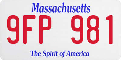 MA license plate 9FP981