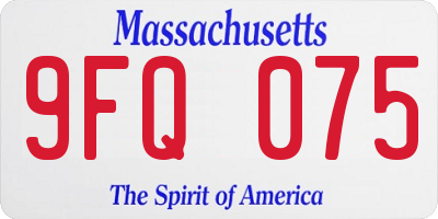 MA license plate 9FQ075
